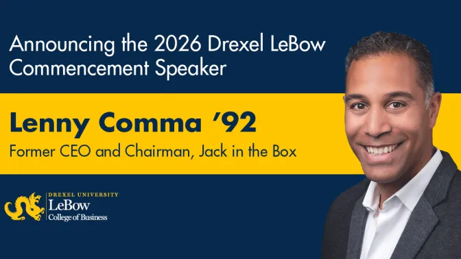 Lenny Comma, 1992 LeBow graduate, will be the 2026 Commencement Speaker