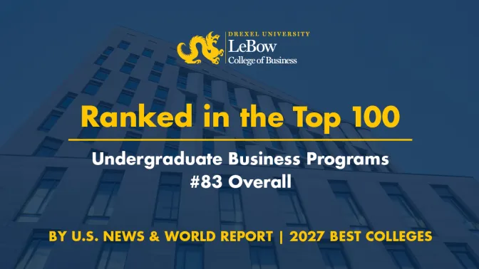 LeBow College of Business Ranked 83rd in U.S. News & World Report's Best Undergraduate Business Programs