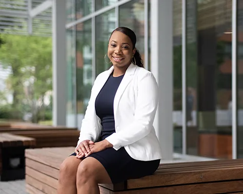 Cayla-Simone poses for a photo outside of LeBow