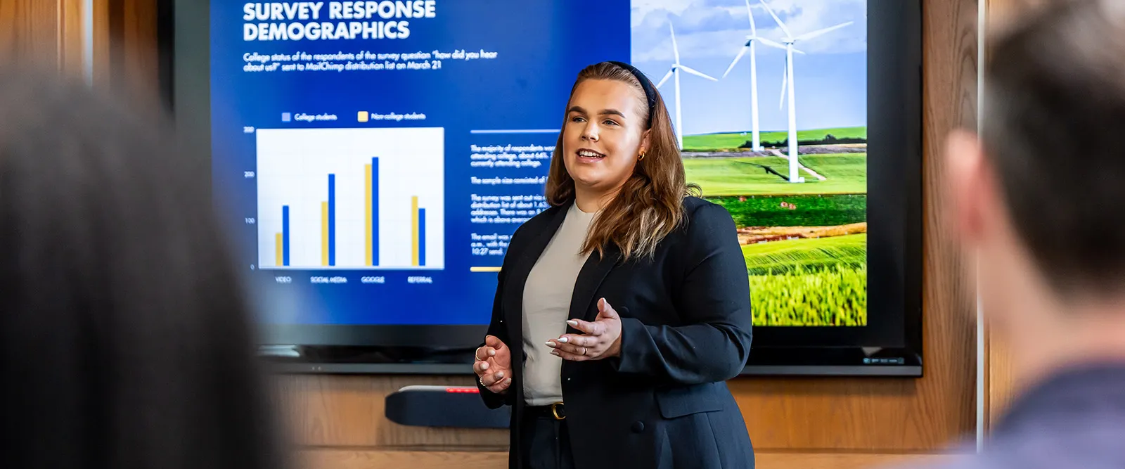 Drexel LeBow MS in Marketing alumna presents consumer data to stakeholders.