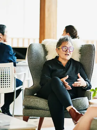 Women talking at a networking event