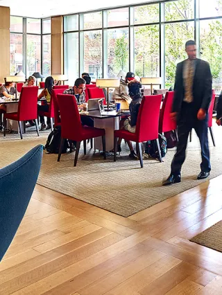 The lounge in Gerri C. LeBow Hall