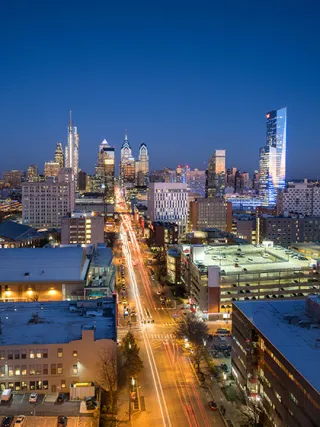 Philadelphia skyline at dusk