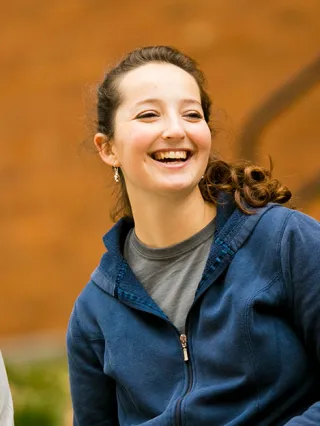Undergraduate students talking outside