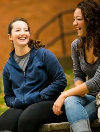 Undergraduate students talking outside